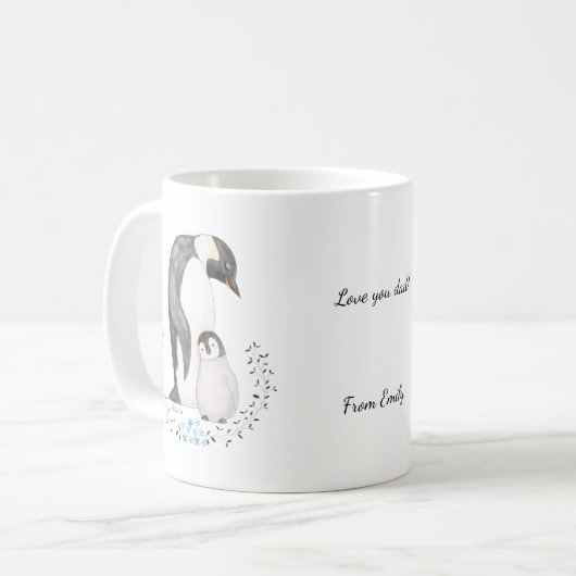 父の日ギフトペンギンパパ&チャイルドアートカスタム コーヒーマグカップ (正面左)