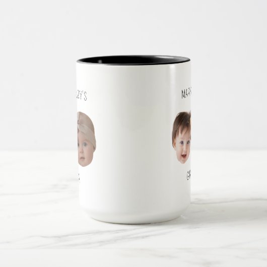 父の日ギフト写真ベビー顔のためのお母さんパパ マグカップ (中央)