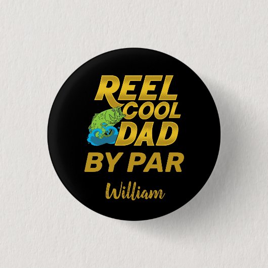 父の日ギフト Reel Cool Dad 名前入り 缶バッジ (正面)