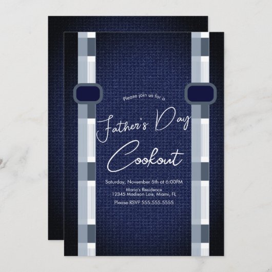 父の日クックアウトデニ男らしムプレイド 招待状 (正面/裏面)