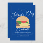 父の日クックアウトバーガーブルー 招待状 (正面/裏面)