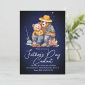 父の日クックアウトベア魚釣りピクニックパーティー 招待状 (スタンド正面)