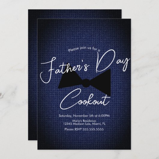 父の日クックアウトボー男らしデニム 招待状 (正面/裏面)