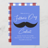 父の日クックアウト口ひげブループレイド 招待状 (正面/裏面)