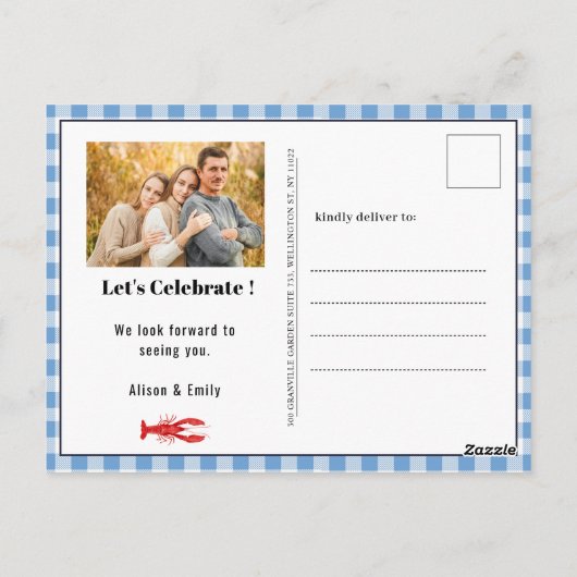 父の日クロウフィッシュ沸騰シンプル写真招待状 ポストカード (裏面)