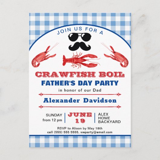 父の日クロウフィッシュ沸騰シンプル写真招待状 ポストカード (正面)