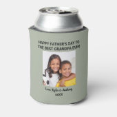 父の日グランドパ最高のイバーの写真カスタムグリーン 缶クーラー (缶裏面)