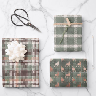 父の日グリーンプレイドバック ラッピングペーパーシート