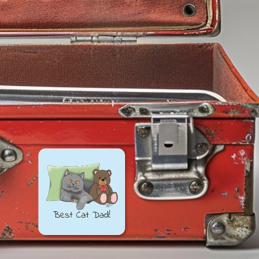 父の日グレイ猫 スクエアシール