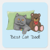 父の日グレイ猫 スクエアシール (正面)