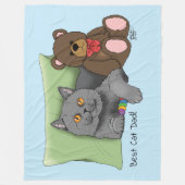 父の日グレイ猫 フリースブランケット (正面)