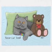 父の日グレイ猫 フリースブランケット (正面(横))