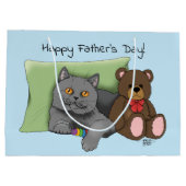 父の日グレイ猫 ラージペーパーバッグ (裏面)