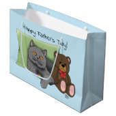 父の日グレイ猫 ラージペーパーバッグ (正面アングル)