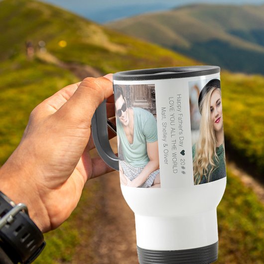 父の日コラージュ3枚の写真とカスタム文字 トラベルマグ