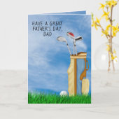 父の日ゴルフバッグとボール カード (黄色い花)