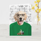 父の日ゴールデンレトリバーTシャツ カード (黄色い花)