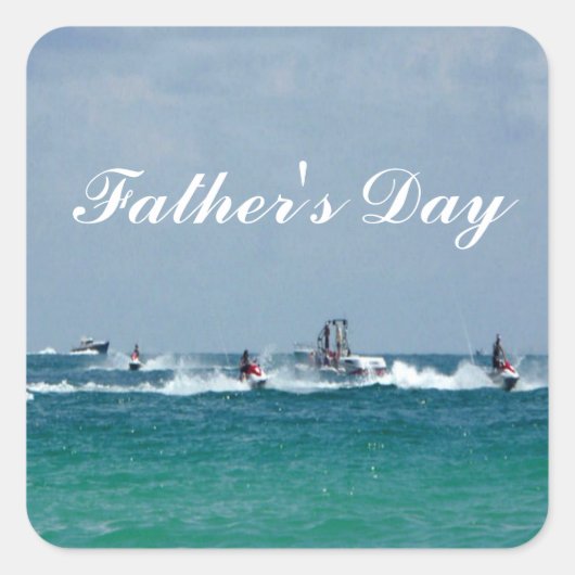 父の日ジェットスキー広場ステッカー スクエアシール (正面)