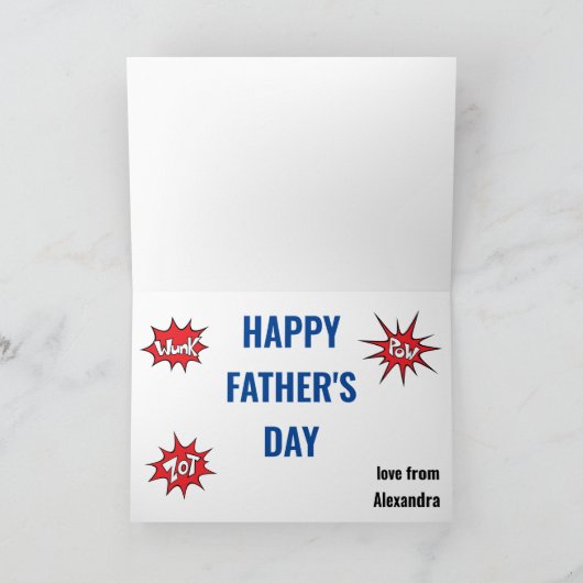 父の日スーパーヒーローおもしろい新たな素晴らしい贈り物 カード (内部)