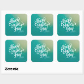 父の日タイポグラフィデザインブルー・グリーン スクエアシール (シート)