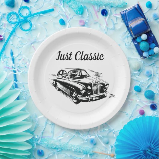 父の日タイポグラフィーデザイン Just Classic Car ペーパープレート (パーティー)