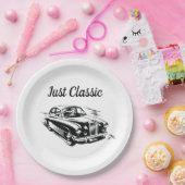 父の日タイポグラフィーデザイン Just Classic Car ペーパープレート (パーティー)