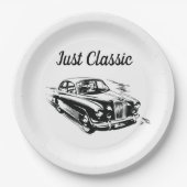 父の日タイポグラフィーデザイン Just Classic Car ペーパープレート (正面)