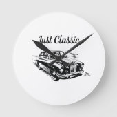 父の日タイポグラフィーデザイン Just Classic Car ラウンド壁時計 (正面)