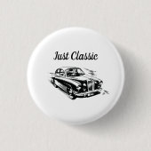 父の日タイポグラフィーデザイン Just Classic Car 缶バッジ (正面)
