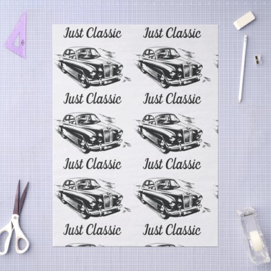 父の日タイポグラフィーデザイン Just Classic Car 薄葉紙 (クラフト)