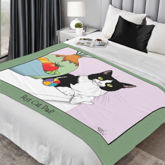 父の日タキシード猫 フリースブランケット