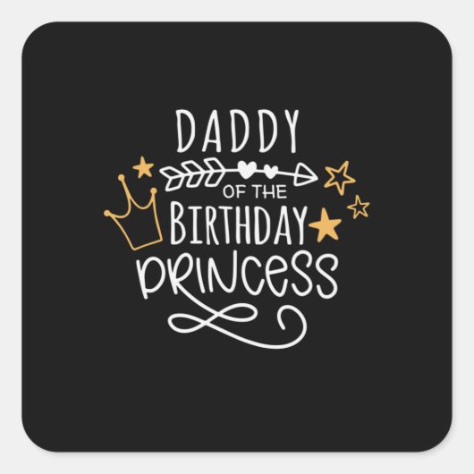 父の日ダディーオブザ誕生日プリンセス スクエアシール (正面)