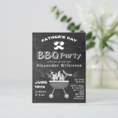 父の日チョーク素朴ボードBBQ招待状 ポストカード (スタンド正面)