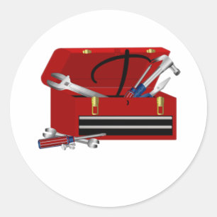 父の日ツールボックスイニシャルT ラウンドシール