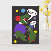 父の日ティラオサウルスレックス恐竜がパーソナライズ カード (黄色い花)