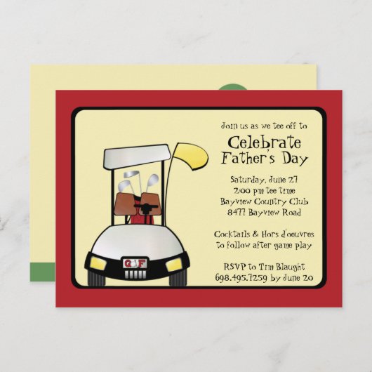 父の日ティーオフ招待状 インビテーションポストカード (正面/裏面)