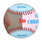 父の日トリプレット・ボーイ・ブルーピンク・フォト野球 野球ボール (裏面)