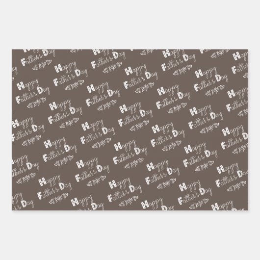 父の日ドードルタイポグラフィテラコッタセット3 ラッピングペーパーシート (正面2)