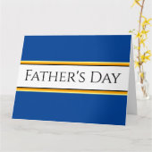 父の日ネイビー王室のブルーホワイトレーシングストライプズ カード (黄色い花)