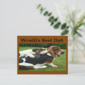 父の日バスセットハウンドズワールド最高のズパパ ポストカード (スタンド正面)