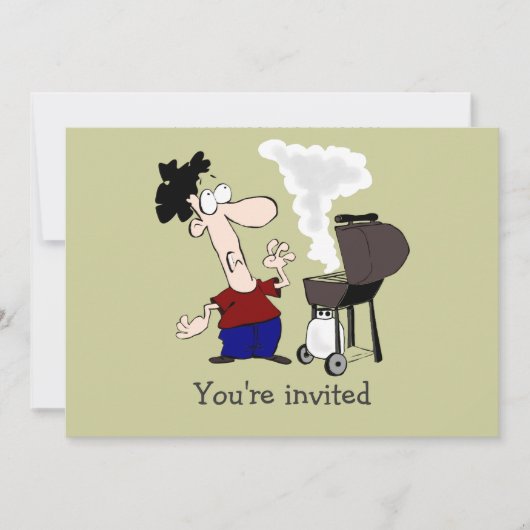 父の日バーベキューパーティー招待状漫画ユーモア 招待状 (正面)