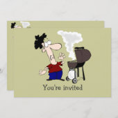 父の日バーベキューパーティー招待状漫画ユーモア 招待状 (正面/裏面)