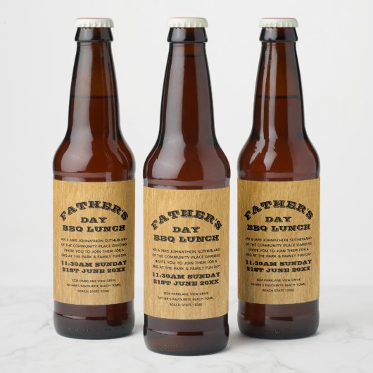 父の日バーベキュー招待状 ビールラベル (ボトル)