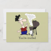 父の日バーベキュー誕生日漫画ユーモア 招待状 (正面)