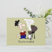 父の日バーベキュー誕生日漫画ユーモア 招待状 (スタンド正面)