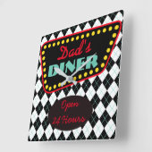 父の日パパのダイナーキッチンウォールクロックギフト スクエア壁時計 (傾斜)