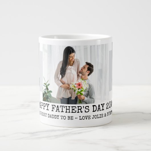 父の日パパは3フォトグレーになる ジャンボコーヒーマグカップ (正面)