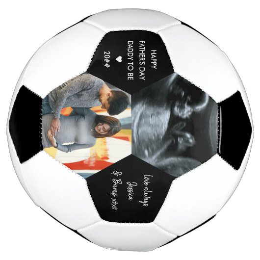 父の日パパへ2枚の写真パーソナライズされた サッカーボール (回転)