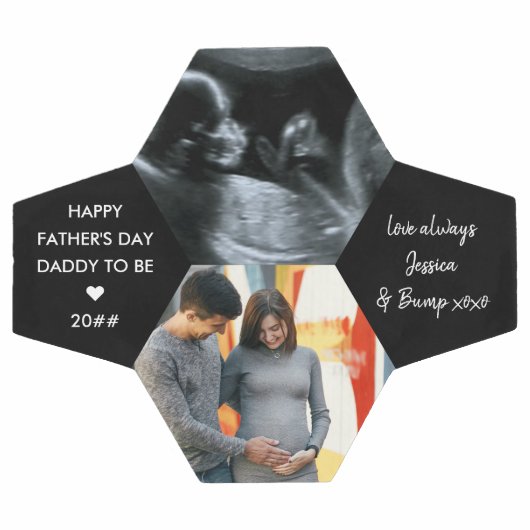 父の日パパへ2枚の写真パーソナライズされた サッカーボール (フラット)