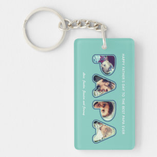 父の日パパカスタムフォトアルファベットワードパパ キーホルダー